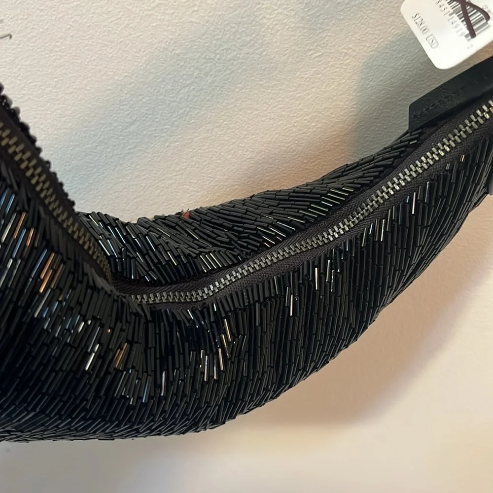 Free People Bugle Bead Clutch - Black NWT